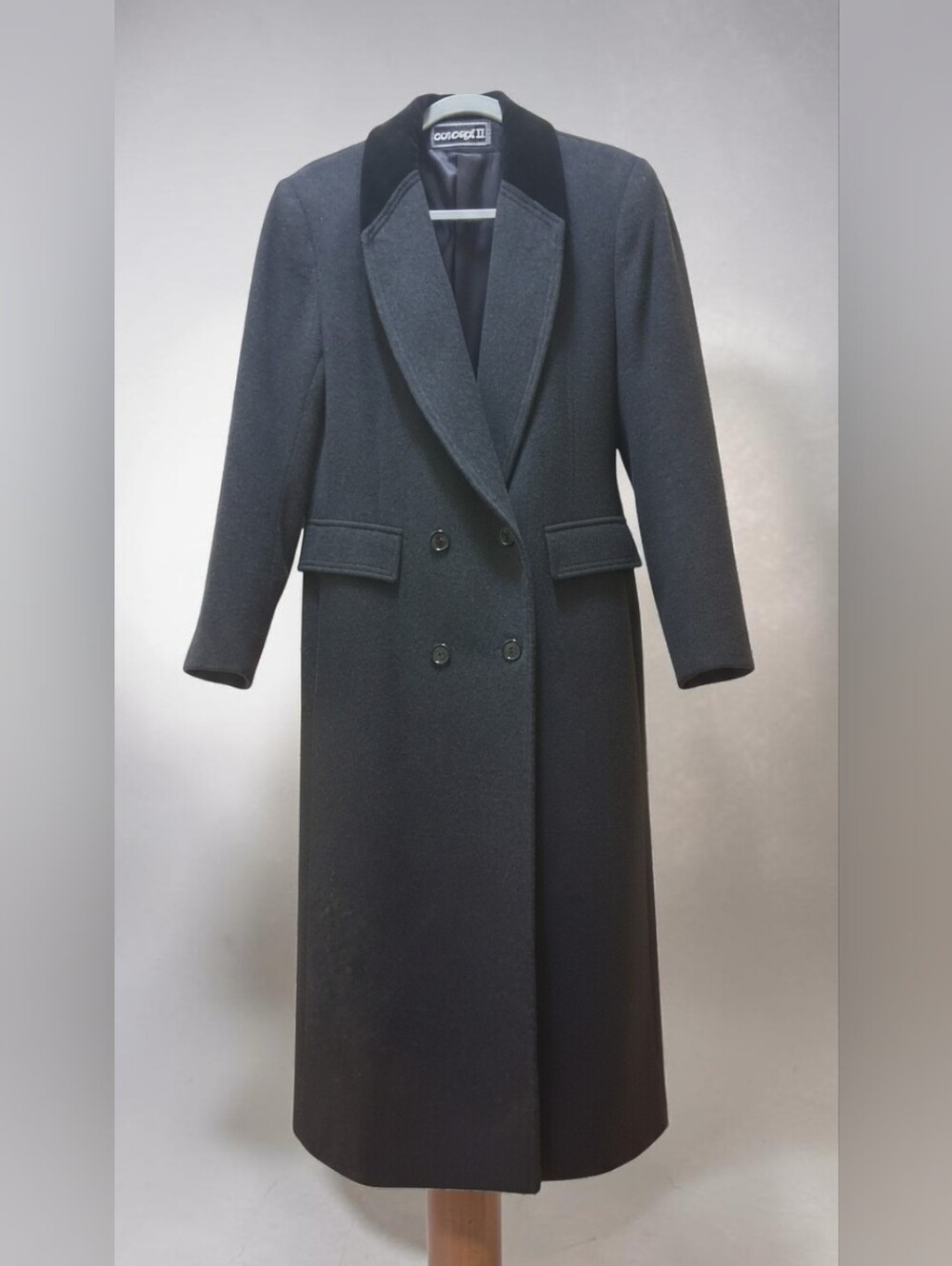 Vintage Concept II Wool Cashmere Coat Velvet Collar Dark Grey Size 10